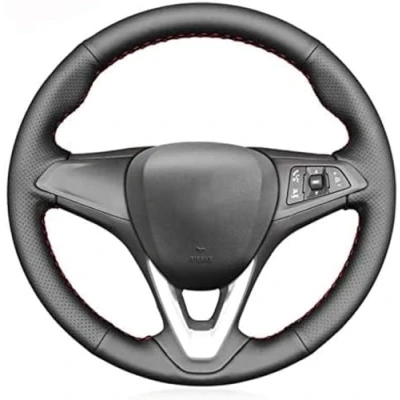 Immagine di Cucito a Mano Nero Coprivolante Per Opel Astra (K) Corsa (E) Karl 2014 2020 Crossland X Grandland Insignia B 2017 Linea Rossa