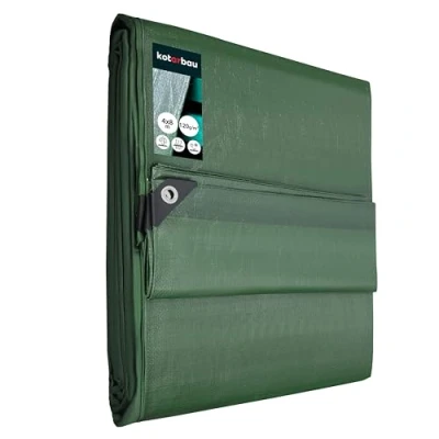 Immagine di KOTARBAU® Telone pvc protettivo in tessuto 4 x 8 m verde 120 g/m2 teloni con occhielli rinforzati telo per coprire legna impermeabile occhiellato usati