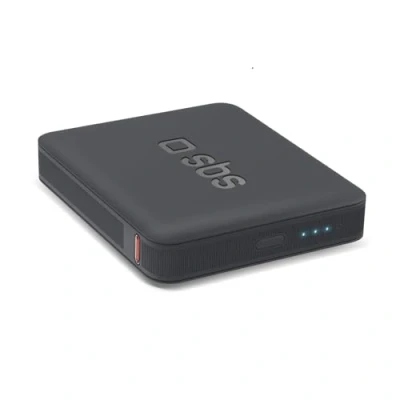 Immagine di SBS Power bank 5000 mAh piccolo e compatto, porta USB C Delivery, 10W, ottimale per smartphone, iPhone, tablet, speaker, auricolari, Kindle, nero