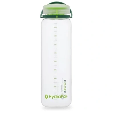 Immagine di HydraPak Recon Bottiglia d&#039;Acqua in Plastica Riciclata al 50%, Eco Friendly e Senza BPA, Tappo a Vite Flusso Regolare, Facile da Trasportare (1L, Trasparente/Verde Pino Lime)