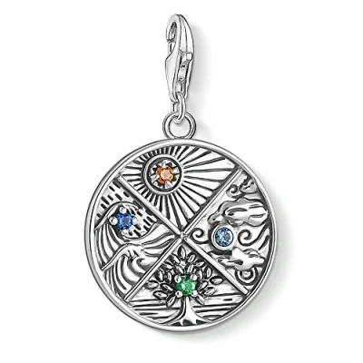 Immagine di Thomas Sabo Charm Club Ciondolo da Donna con I Simboli Dei 4 Elementi: Terra, Acqua, Aria, Fuoco, in Argento Sterling 925 1814 945 7