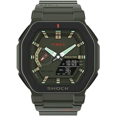 Immagine di Timex Orologio da uomo Command Encounter 54mm quadrante nero cassa nera cinturino nero, Nero/Bianco, One Size, 45 mm con in resina