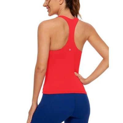 Immagine di CRZ YOGA Butterluxe Canottiere da Allenamento Donna con Parte Superiore Scollata sul Reggiseno Rosso Profondo 44