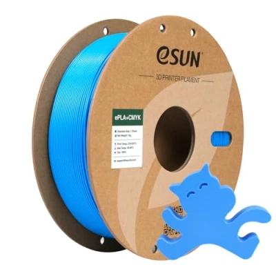 Immagine di eSUN PLA+ filamento 1,75 mm, ePLA+CMYK Lithophane 3D stampante PLA Plus, precisione dimensionale +/ 0,03 1KG bobina (2,2 LBS) ad alta velocità per stampanti FDM 3D,Ciano