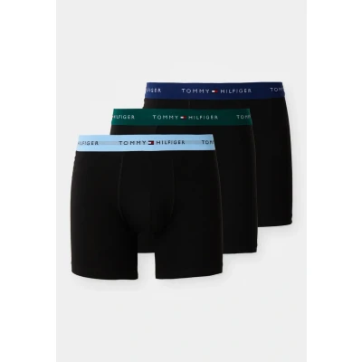 Immagine di Tommy Hilfiger Uomo Slip Boxer Confezione da 3 con Fascia Logo, Multicolore (Orn Grn/PRP Nvy/VES Blu), M