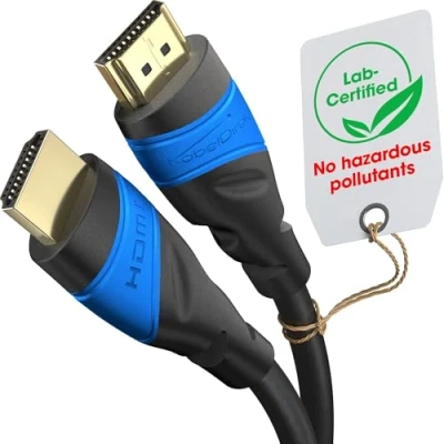 Immagine di KabelDirekt Cavo HDMI 4K 12,5 m Disponibile in 0,15 22,5 per Tutti i dispositivi (4K@60Hz, 2.0, High Speed con Ethernet, TV, Blu Ray, PS5/XBS/Switch, Nero)