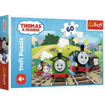 Immagine di Trefl 60 Pezzi Colorati con i Personaggi Delle Fiabe di Tom &amp; Amici, Treni, Intrattenimento Creativo, Divertimento per Bambini dai 4 anni in su Puzzle, Colore Thomas Friends, Viaggio, 17379