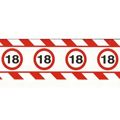Immagine di Nastro di sbarramento per il 18 compleanno, in plastica, 15 m lunghezza x 7,5 cm larghezza