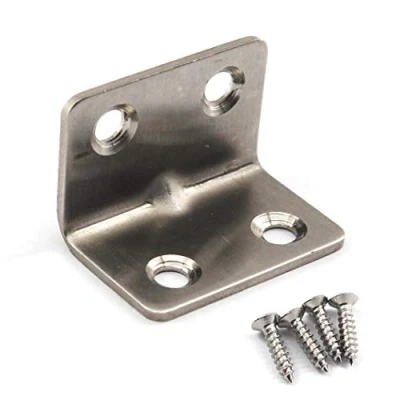 Immagine di Staffe angolari in acciaio inox, a forma di L, per scaffalature legno, 38 x 25 mm, 10 pezzi