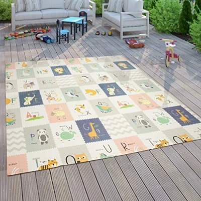 Immagine di Paco Home Tappeto Bambini Gioco Gattonare Bebè Pieghevole Lavabile Reversibile Animale, Dimensione:180x200 cm, Colore:Bianco