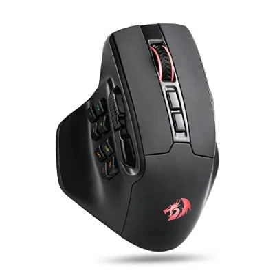 Immagine di Redragon M811 PRO mouse da gioco MMO senza fili, 15 tasti programmabili, RGB gamer con impugnatura naturale ergonomica, 10 macro laterali, software supportato