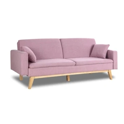 Immagine di Don Descanso Divano letto a 3 posti, modello Reine, tappezzato in tessuto, sistema apertura libro o clic clac, 206 x 74 83 cm, dimensioni del letto: 99 con 2 cuscini (Rosa)