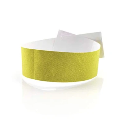 Immagine di FUN FAN LINE 200 Braccialetti di identificazione in Carta tyvek con Controllo Numerati e Chiusura Adesiva. Intrasferibile Resistente all&#039;Acqua. 19 o 25mm. (19mm Larghi, Giallo)