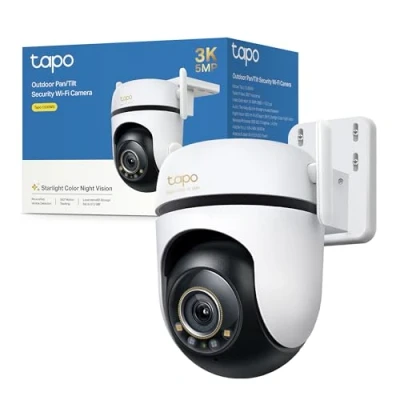 Immagine di Tapo C530WS Telecamera Wi Fi Esterno 3K 5MP, 360 Visuale, Visione Notturna a Colori Starlight, Rilevamento AI, IP66, o Ethernet, Allarme Sonoro e Luminoso, Supporta MicroSD fino 512 GB