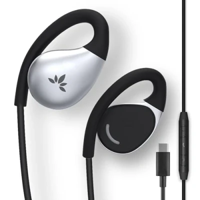 Immagine di Avantree Resolve C Auricolari e microfono aperti con cavo USB (Per Orecchie Grandi) controlli in linea ganci over ear, cuffie compatibili Samsung, Google altri smartphone di tipo