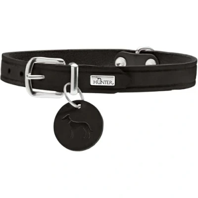 Immagine di HUNTER AALBORG Collare per cani, in pelle, semplice, resistente, confortevole, 60 l, colore: Nero