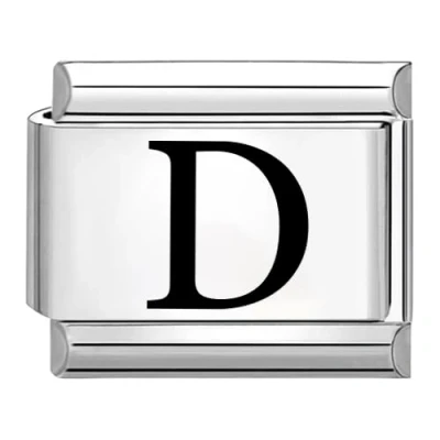 Immagine di Quiges Modulo Charm Link in Stile Italiano da 9 mm Acciaio Inox Lettera Laser D per bracciali Italian Links