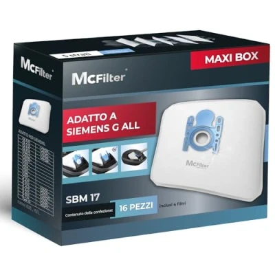 Immagine di McFilter 16 sacchetti per aspirapolvere adatti Siemens VZ16GALL Typ G ALL adatto VSQ5X1230 Q5.0 con filtri filtro in pile 5 strati