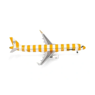 Immagine di Herpa modello di aereo Condor Airbus A321 “Sunshine D AIAD in scala 1:200 aereo, pezzo da collezione, miniatura deco, statuetta senza supporto metallo