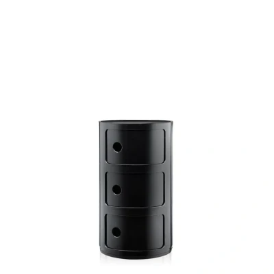 Immagine di Kartell Componibili Contenitore 3 Elementi, ABS, Base Tonda, Nero, 32 x 58.5 cm