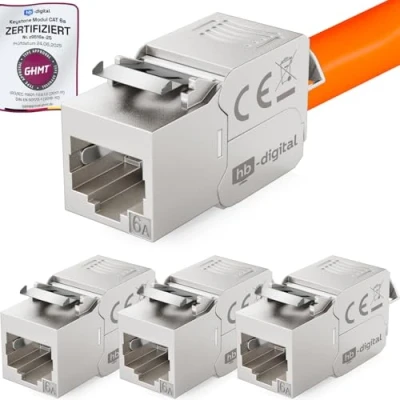 Immagine di hb digital 4x CAT 6A Keystone Modulo RJ 45 Jack Connettore 500 MHz 10Gbit/s Cavo Internet LSA per Patch Panel Ethernet LAN