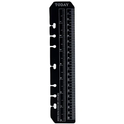 Immagine di Righello A5 SENRISE in plastica nera per quaderni a 6 anelli, ricaricabile,