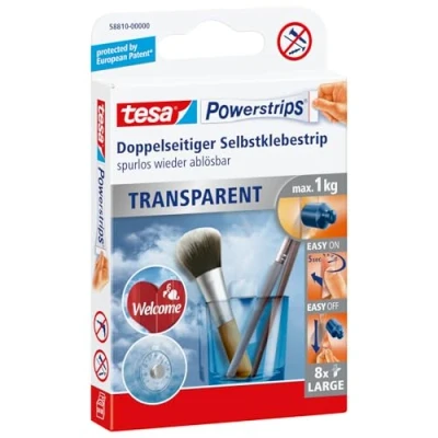 Immagine di tesa POWERSTRIPS® Nastro biadesivo (L x L) 50 mm 20 Trasparente Contenuto: 8 pz.