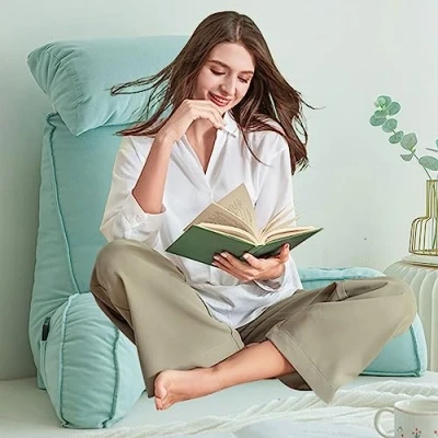 Immagine di AMZZHAO Comodo cuscino Da Lettura Con Braccioli,Cuscino Supporto Lombare,Letto Schienale Cuscino,con cervicale e tasche,per Leggere/Rilassarsi/Guardare La TV