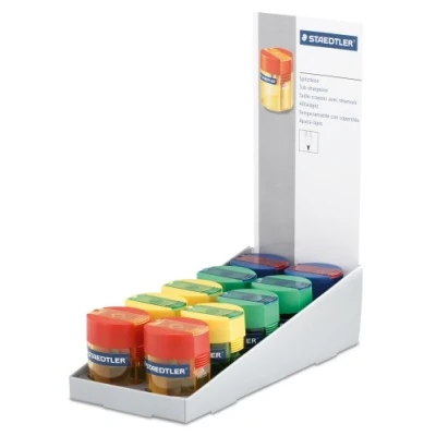 Immagine di STAEDTLER espositore di temperamatite Noris, con serbatoio, confezione da 10 temperini in 4 varianti colore, 511 006