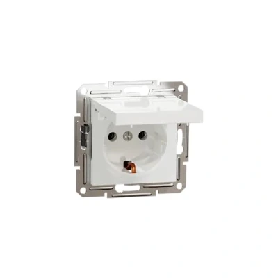 Immagine di Schneider Electric Asfora EPH3170121D presa Schuko 16A, con coperchio pieghevole, di sicurezza, a incasso, morsetti incastro, colore: Bianco