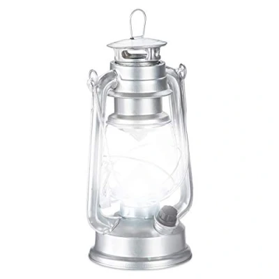 Immagine di Relaxdays Lanterna LED, Lampada Decorativa retrò per Finestre o da Giardino, a Batteria, Argento