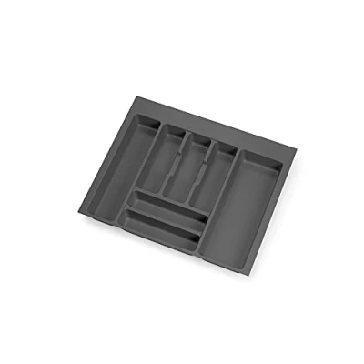 Immagine di Emuca organizzatore di posate, cassetto cucina, vaschetta portaposate, 7 scomparti, modulo 60 cm, plastica, Grigio Antracite