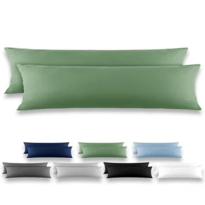 Immagine di REDKEY Coppia di Federe 40 x 145 cm, Set 2 Tessuti per Cuscino Letto, con Coperchio Ribaltabile (senza Cerniera), 100% Microfibra è morbida e traspirante，Erba verde