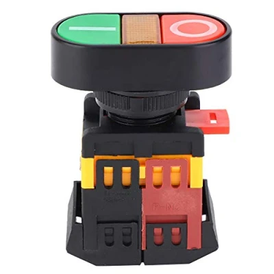 Immagine di APBB 22/25N Pulsante Interruttore Macchina 220V Interruttori a Doppio ON OFF con Luce LED NO+NC Momentaneo Verde Rosso