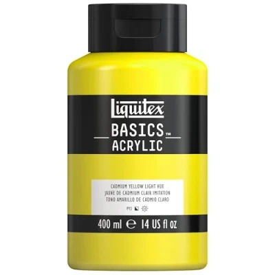 Immagine di Liquitex 8870314 Basics Pittura acrilica, Pigmenti per artisti monopigmentati, Resistente alla luce, durevole nel tempo, Finitura satinata, Flacone da 400 ml Giallo Di Cadmio Chiaro Imitazione