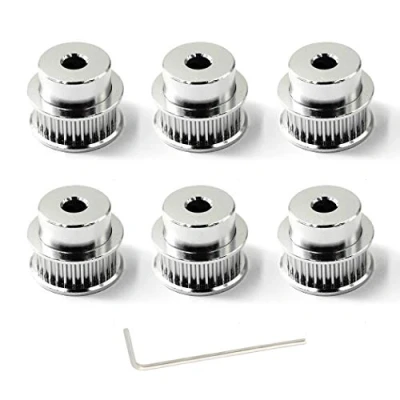 Immagine di alluminio Timing puleggia 36 denti bore 5mm Larghezza della cinghia 6mm per stampante 3d (6 PEZZI,chiave inclusa)