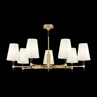 Immagine di MAYTONI DECORATIVE LIGHTING Lampadario 7 luci, stile moderno, struttura in metallo color ottone, paralumi tessuto bianco, lampadine non incluse. E14 x 40W 220 240V