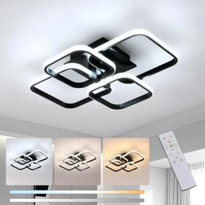 Immagine di Comely Plafoniera LED Soffitto Dimmerabile, 48W 5400LM Lampada da Moderna con Telecomando e Funzione di Memoria, Lampadario per Camera Letto Cucina Sala Pranzo Studio