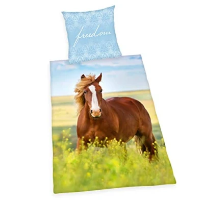 Immagine di Herding Young Collection Set di Biancheria da Letto Reversibile, Motivo con Cavallo, Copripiumino 135 x 200 cm, Federa 80 Cotone/Renforcé