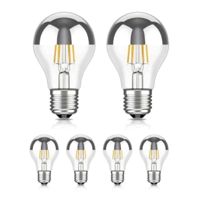 Immagine di ledscom.de 6 pezzi E27 lampadina LED, A60, bianco caldo (2700 K), 4,1 W, 461lm, specchio della testa (argento)