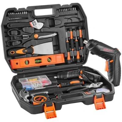 Immagine di VEVOR Kit di Attrezzi 96 Pezzi, Set Manuali Generali per Casa, con Cacciavite a Batteria, Custodia Attrezzi, Manutenzione Domestica, Progetti Fai da Te, Riparazione Automobili