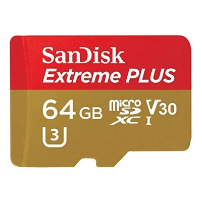 Immagine di Scheda di memoria MicroSDXC SanDisk Extreme PLUS da 64 GB + adattatore SD fino a 100 MB/s, classe 10, U3, V30, A1 (rigenerato)