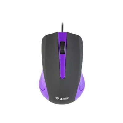 Immagine di Yenkee YMS 1015PE Mouse con Cavo USB, Design ergonomico, per casa e Ufficio, Lunghezza Cavo: 1,25 m, Colore: Nero/Lilla