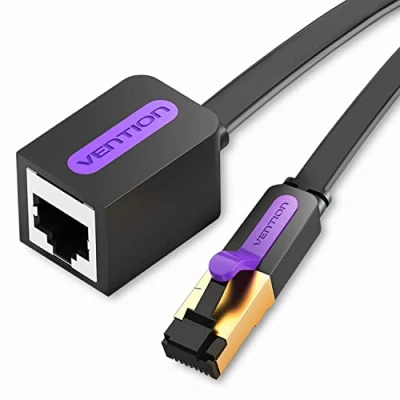 Immagine di VENTION Cat 7 Prolunga Cavo Ethernet Piatto 2 metri, Lan 10Gbps Alta Velocità di Rete Gigabit RJ45 Maschio a Femmina, Supporto Cat6A / Cat6 Cat5E Cat5