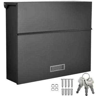 Immagine di ALSTEN TECH Cassetta delle lettere di design, da parete, senza scomparto per giornali, colore nero opaco, RAL 9017 A4/C4