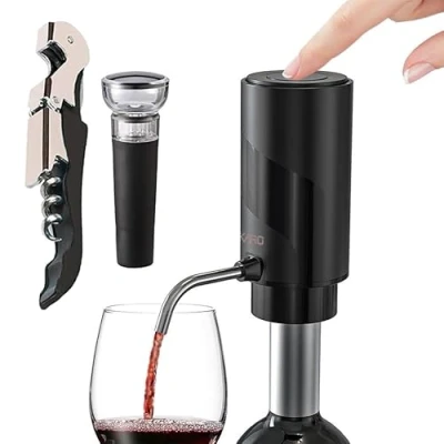Immagine di AIKARO Aeratore elettrico per vino, decanter automatico ricaricabile, con cavatappi e tappo sottovuoto (set)