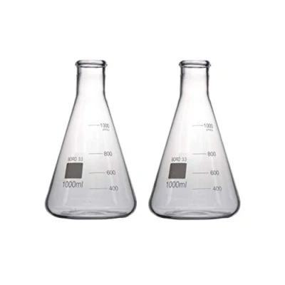 Immagine di Rocwing Flacone Erlenmeyer conico graduato in vetro borosilicato 3.3 per laboratorio (1000ml, 2 una confezione)