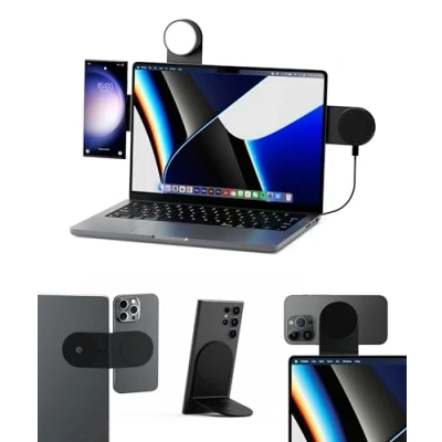 Immagine di Rolling Square Edge Pro Full Kit Sostegno Magnetico Cellulare, Caricatore Universale Wireless per Luce 1000 Lumen, Supporto Cellulare Smartworking, Nero