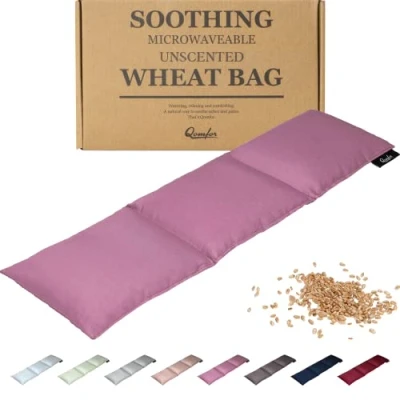 Immagine di Qomfor Cuscino Cervicale Riscaldante Caldo 46 x 12 cm Termico Microonde di Grano con Morbida Copertura in Cotone per Alleviare il Dolore Viola
