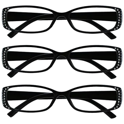 Immagine di Uv Reader Nero Stile Diamonte Lettori Valore 3 Pacco Designer Donna Signora Uvr3093Bk +1,00 88 Gr